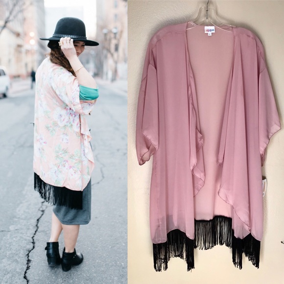 LuLaRoe Tops - •nwt• [LulaRoe] Size 14-24 Boho Pink Fringe Kimono